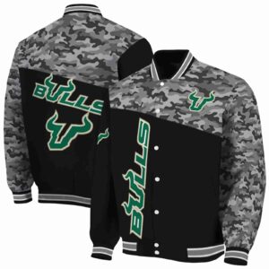 south florida bulls camo patchwork black jacket fashion forward jacketwow