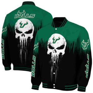 south florida bulls punisher skull green black white jacket fashion forward jacketwow