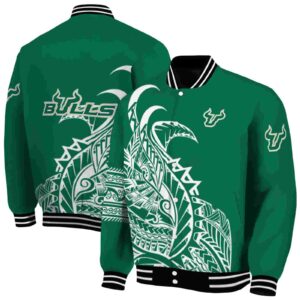 south florida bulls tribal art green white black jacket fashion forward jacketwow
