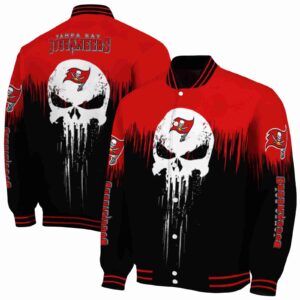 tampa bay buccaneers punisher skull red black white jacket fashion forward jacketwow