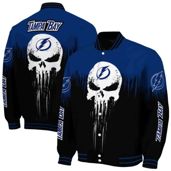tampa bay lightning punisher skull blue black white jacket fashion forward jacketwow