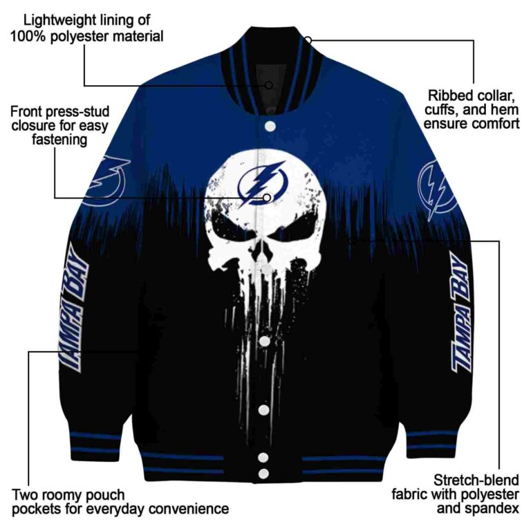 tampa bay lightning punisher skull blue black white jacket new arrival jacketwow