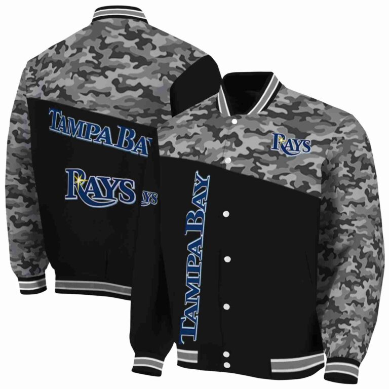 tampa bay rays camo patchwork black jacket fashion forward jacketwow