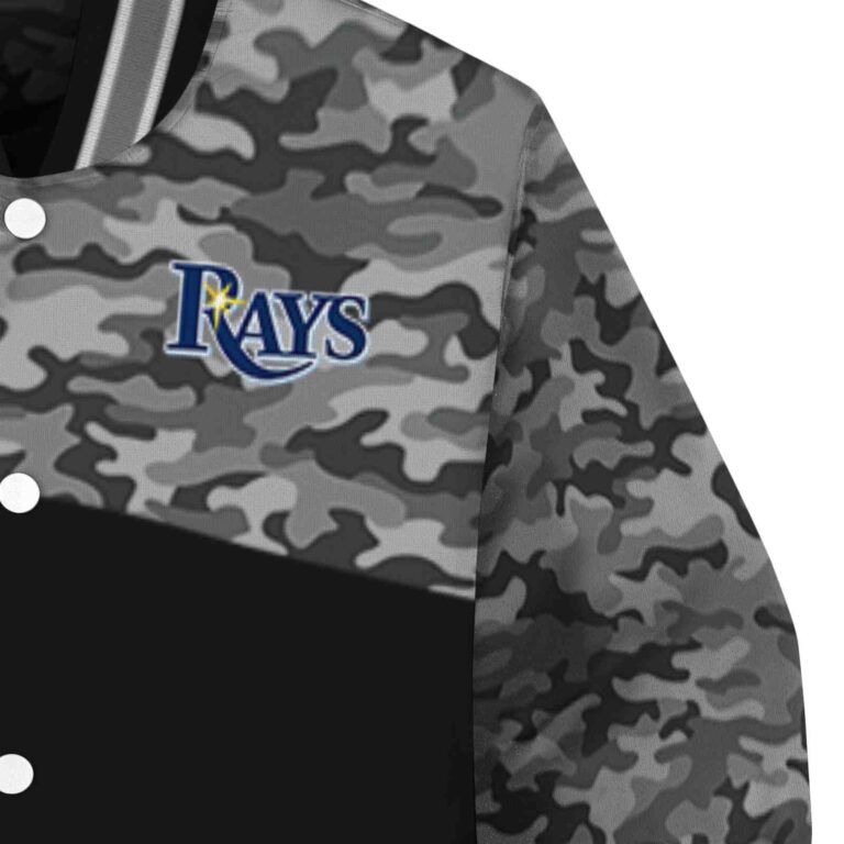 tampa bay rays camo patchwork black jacket premium grade jacketwow