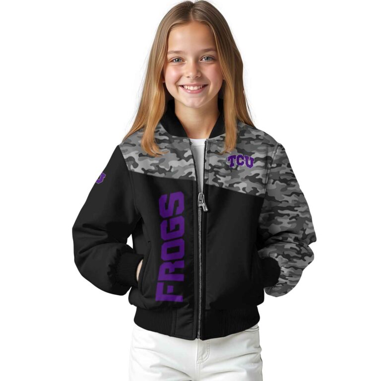 tcu horned frogs camo patchwork black jacket top rated jacketwow