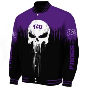tcu horned frogs punisher skull purple black white jacket best selling jacketwow