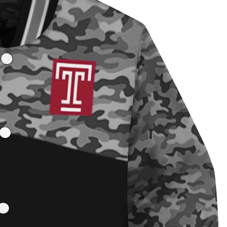 temple owls camo patchwork black jacket premium grade jacketwow