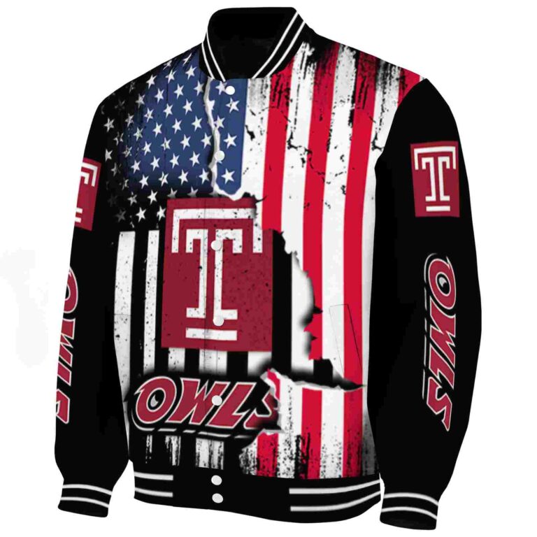 temple owls patriotic theme black jacket best selling jacketwow