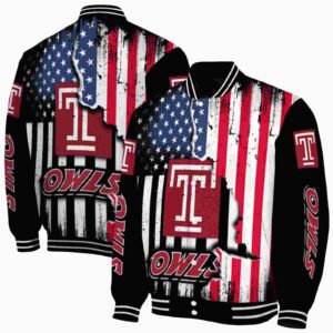 temple owls patriotic theme black jacket fashion forward jacketwow