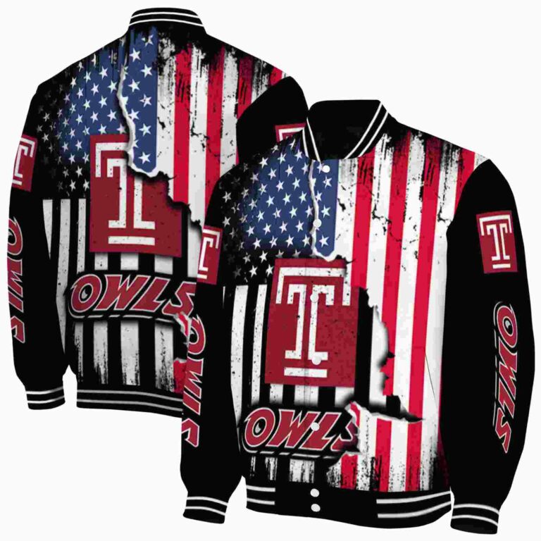 temple owls patriotic theme black jacket fashion forward jacketwow