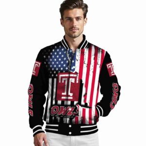 temple owls patriotic theme black jacket high quality jacketwow