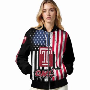 temple owls patriotic theme black jacket latest model jacketwow