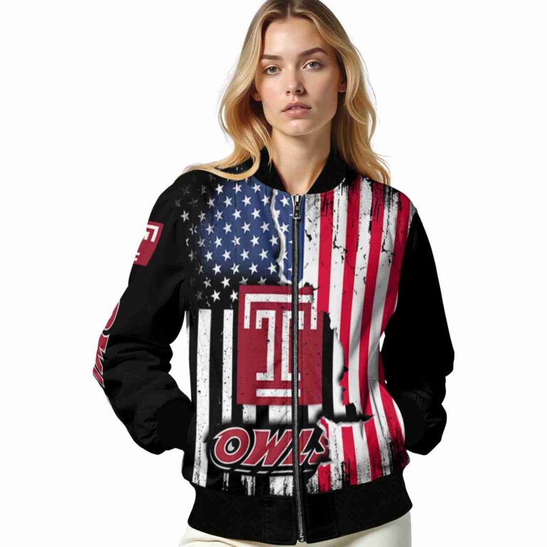 temple owls patriotic theme black jacket latest model jacketwow