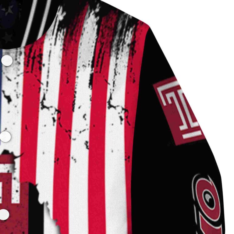 temple owls patriotic theme black jacket premium grade jacketwow
