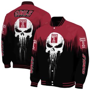 temple owls punisher skull red black white jacket fashion forward jacketwow