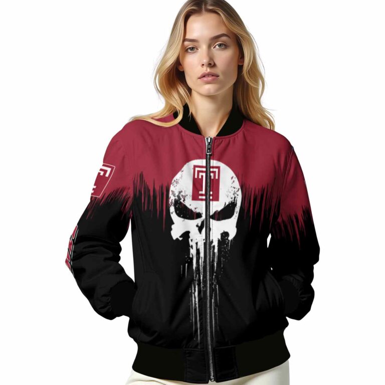 temple owls punisher skull red black white jacket latest model jacketwow