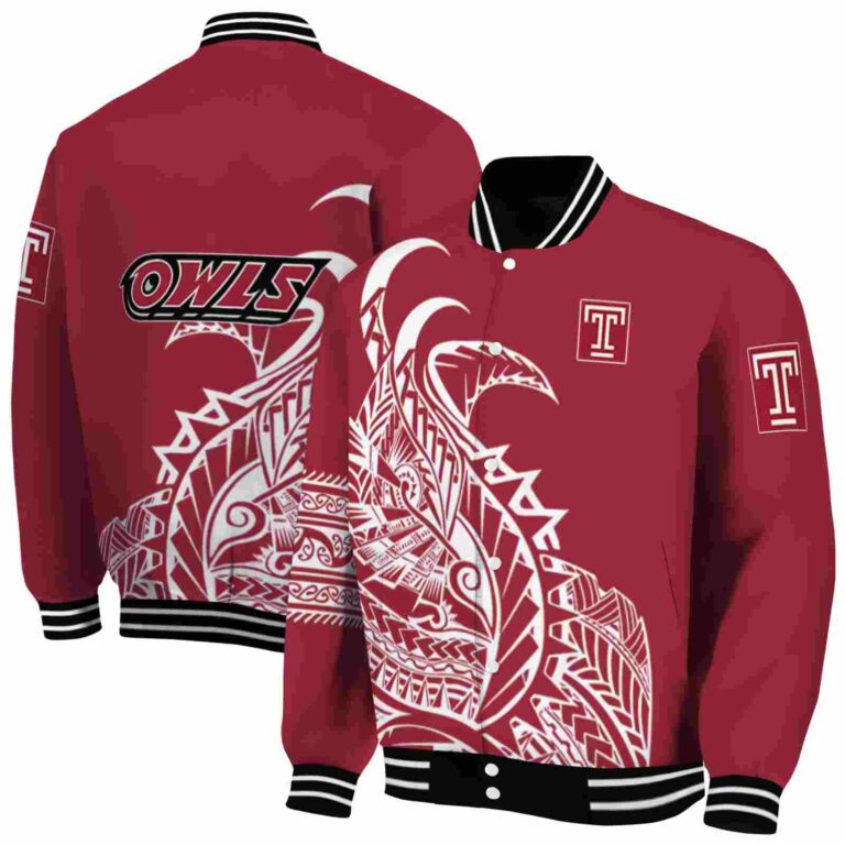 temple owls tribal art red white black jacket fashion forward jacketwow