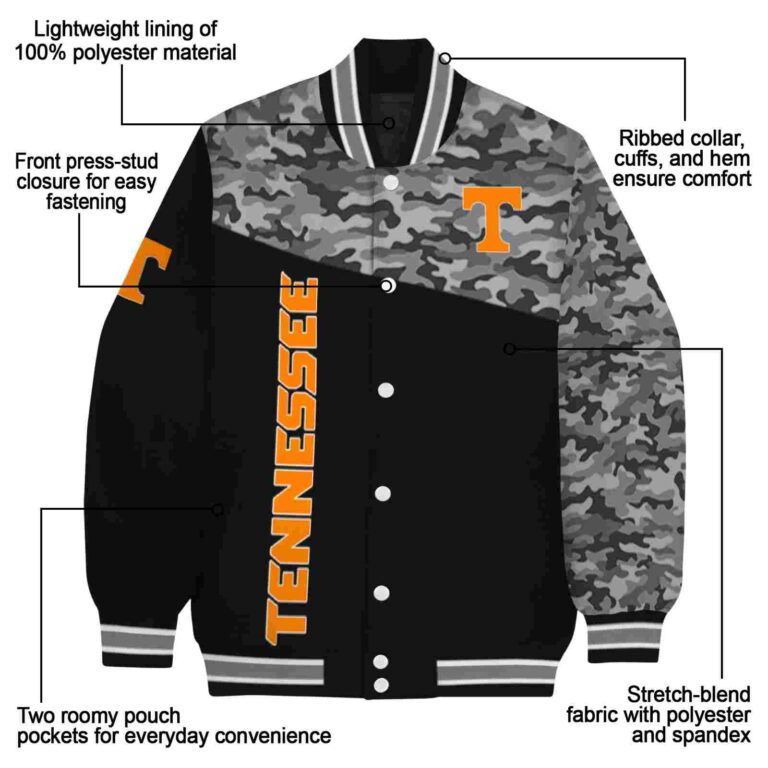 tennessee volunteers camo patchwork black jacket new arrival jacketwow