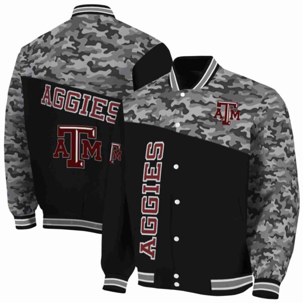 texas am aggies camo patchwork black jacket fashion forward jacketwow