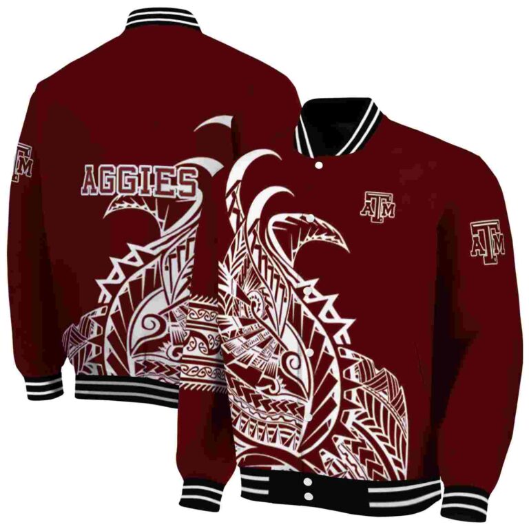 texas am aggies tribal art maroon white black jacket fashion forward jacketwow
