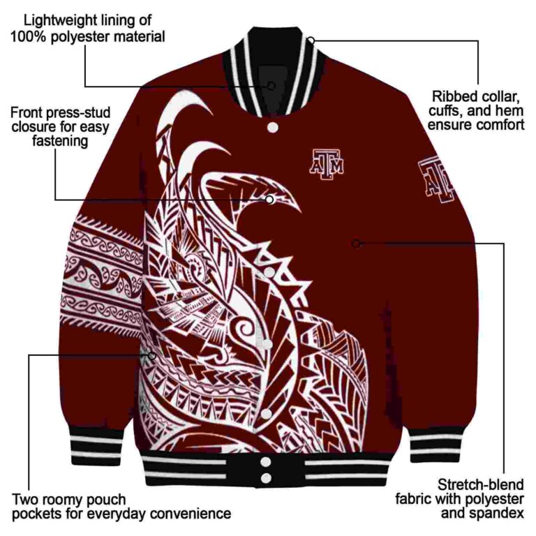texas am aggies tribal art maroon white black jacket new arrival jacketwow