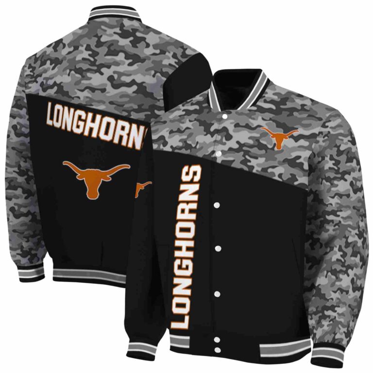 texas longhorns camo patchwork black jacket fashion forward jacketwow