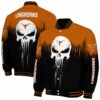 texas longhorns punisher skull orange black white jacket fashion forward jacketwow