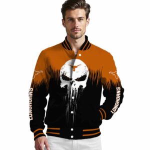 texas longhorns punisher skull orange black white jacket high quality jacketwow