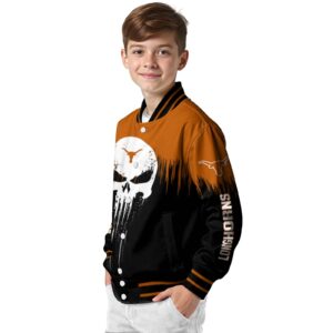 texas longhorns punisher skull orange black white jacket trendy jacketwow