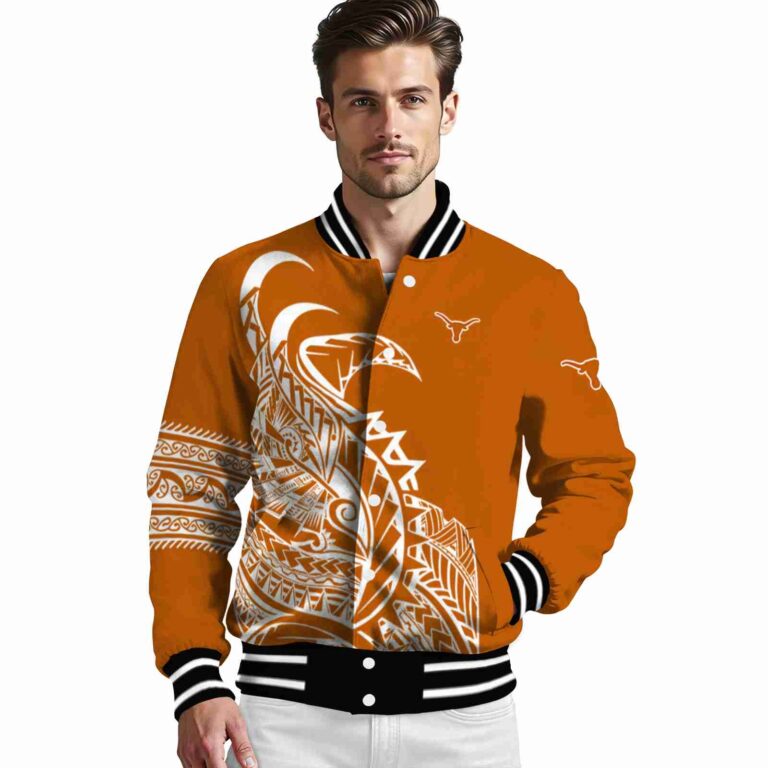 texas longhorns tribal art orange white black jacket high quality jacketwow