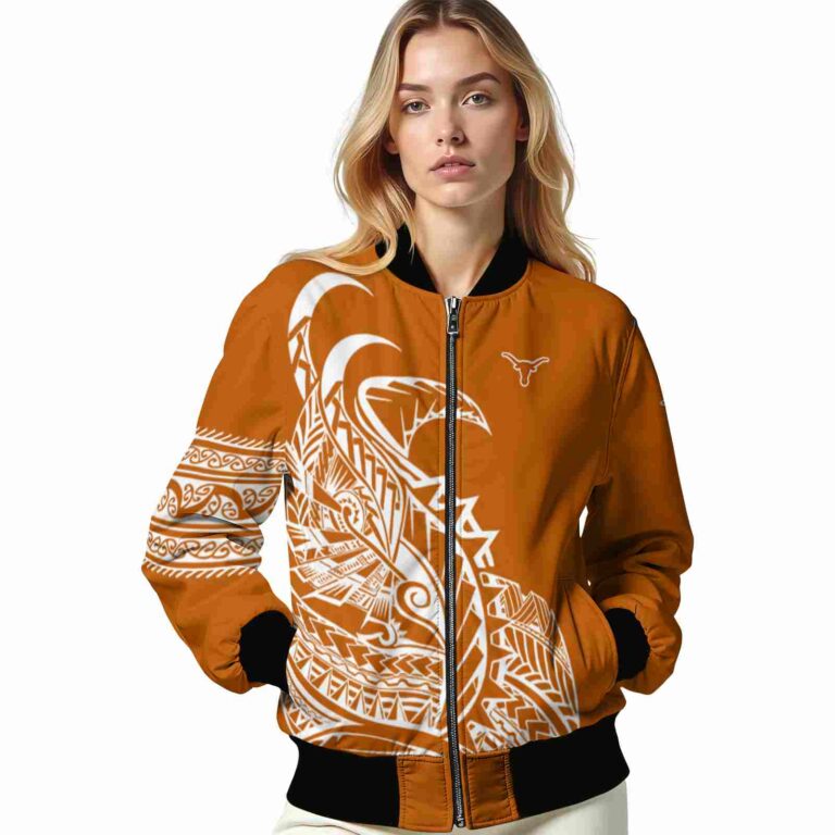 texas longhorns tribal art orange white black jacket latest model jacketwow