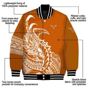texas longhorns tribal art orange white black jacket new arrival jacketwow