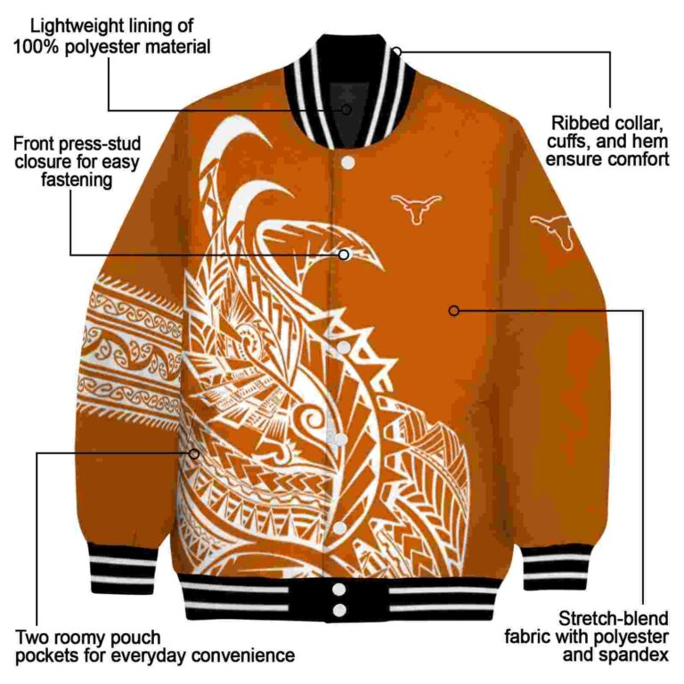texas longhorns tribal art orange white black jacket new arrival jacketwow