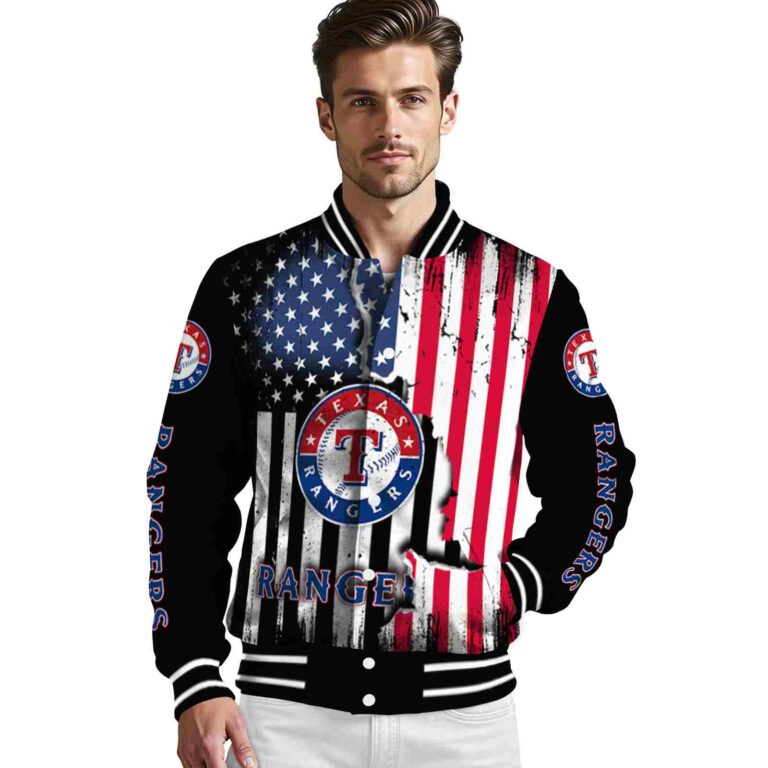 texas rangers patriotic theme black jacket high quality jacketwow