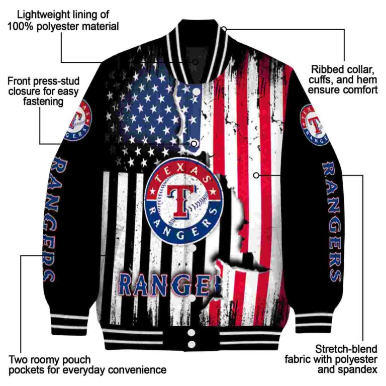 texas rangers patriotic theme black jacket new arrival jacketwow