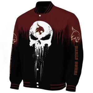 texas state bobcats punisher skull maroon black white jacket best selling jacketwow