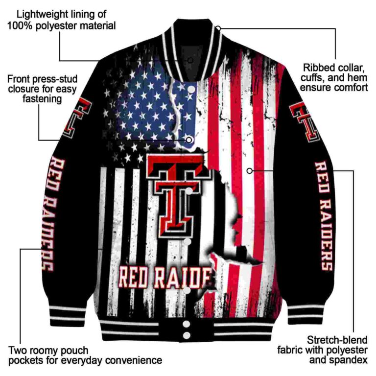 texas tech red raiders patriotic theme black jacket new arrival jacketwow