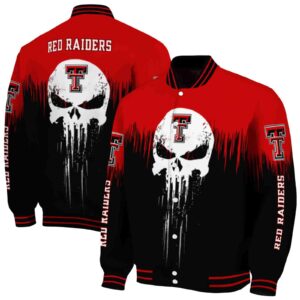 texas tech red raiders punisher skull red black white jacket fashion forward jacketwow