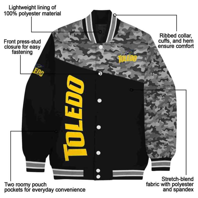 toledo rockets camo patchwork black jacket new arrival jacketwow