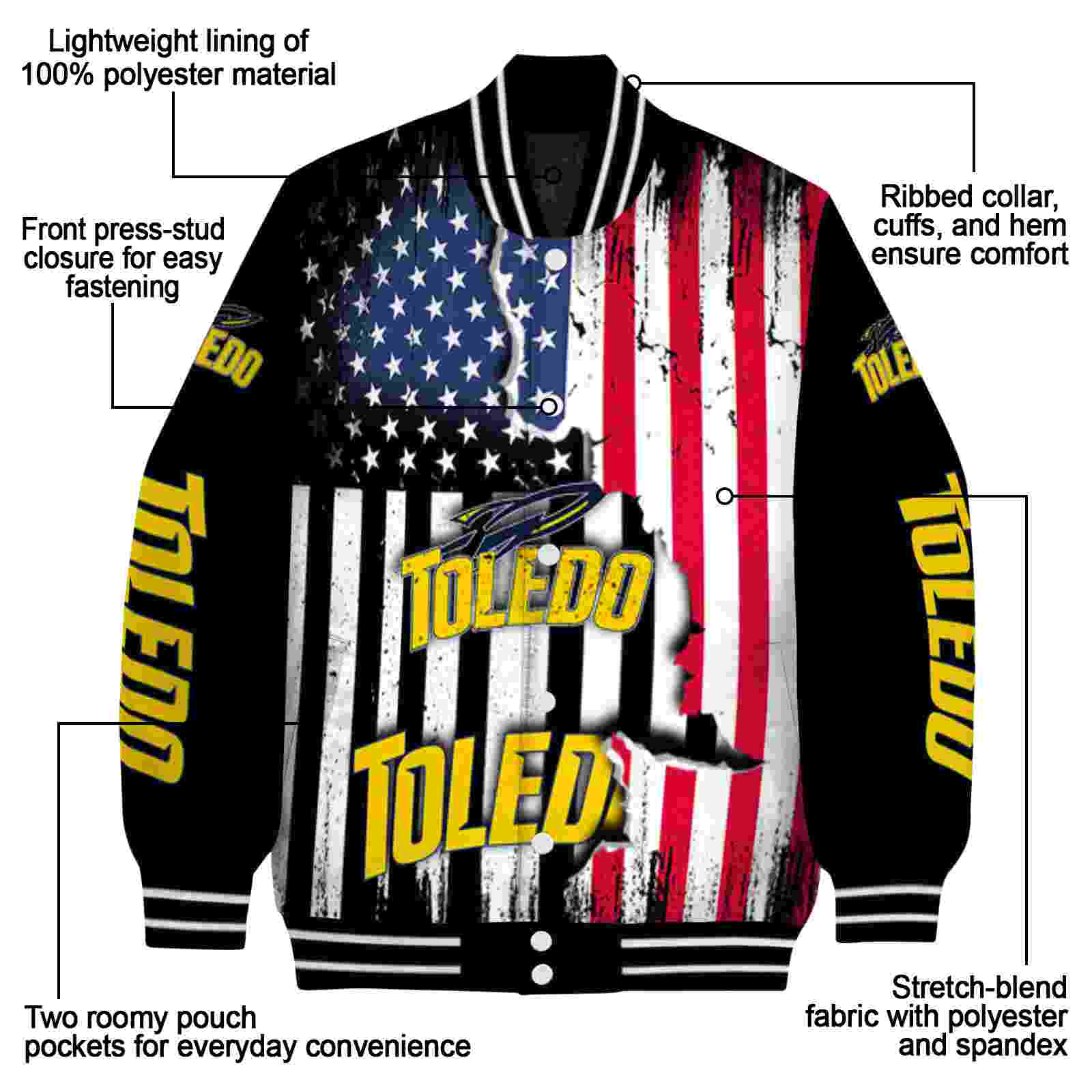toledo rockets patriotic theme black jacket new arrival jacketwow toledo rockets patriotic theme black jacket new arrival jacketwow