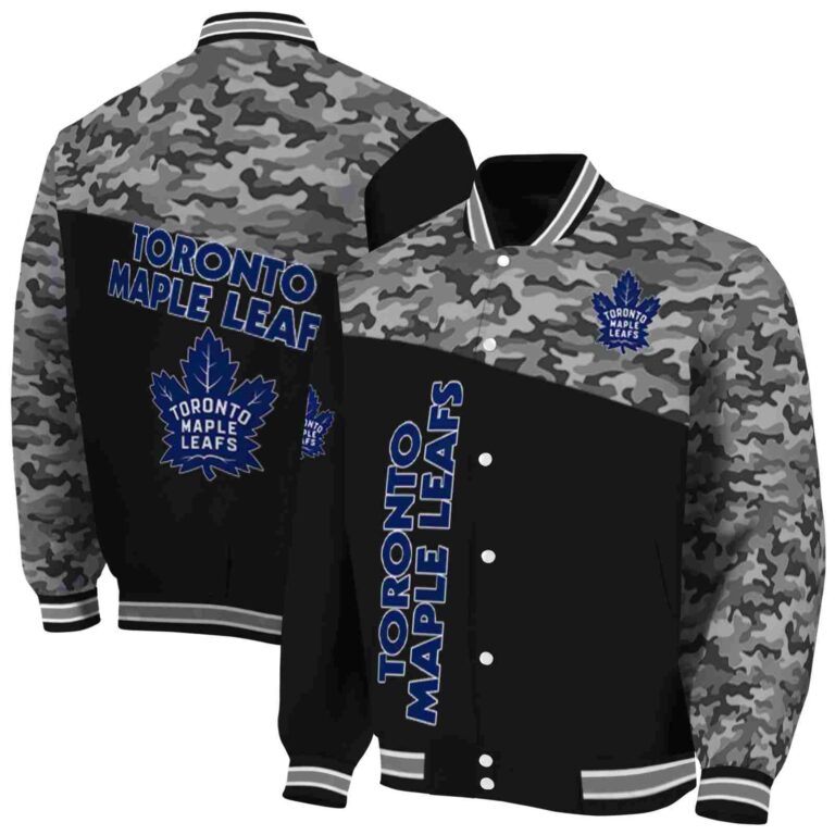 toronto maple leafs camo patchwork black jacket fashion forward jacketwow