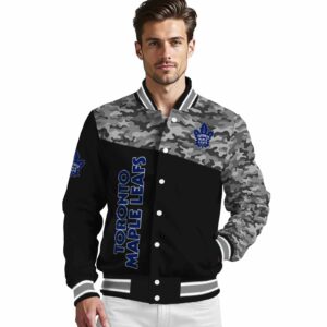toronto maple leafs camo patchwork black jacket high quality jacketwow
