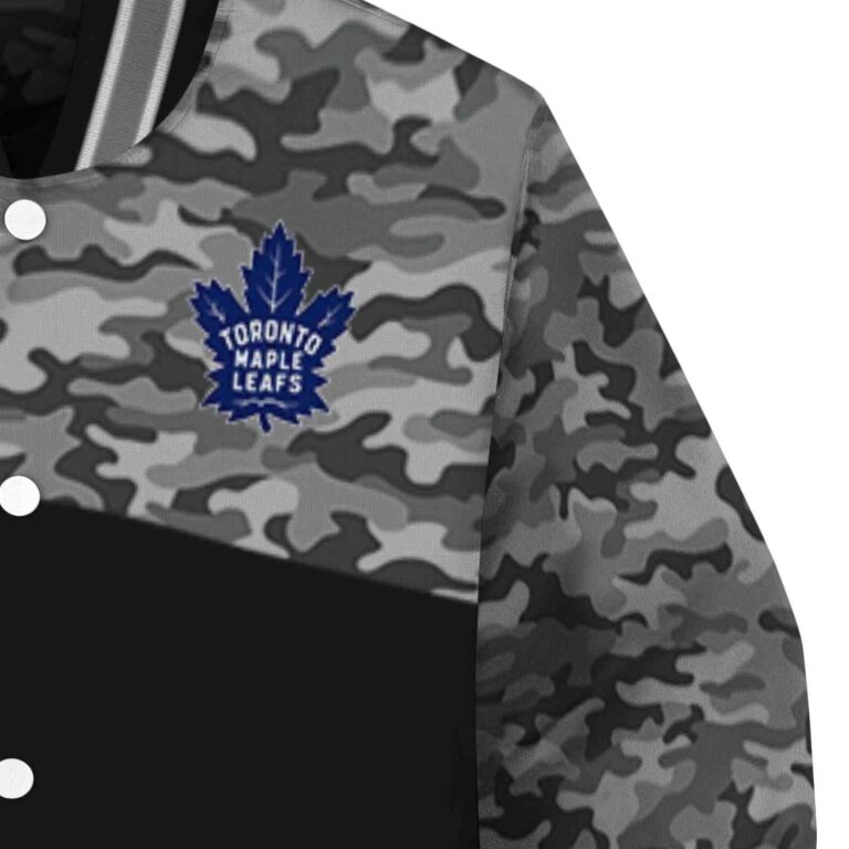 toronto maple leafs camo patchwork black jacket premium grade jacketwow