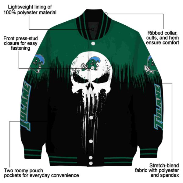 tulane green wave punisher skull green black white jacket new arrival jacketwow