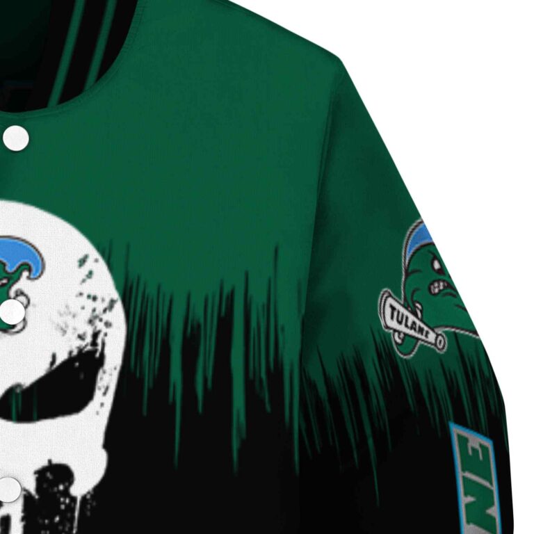 tulane green wave punisher skull green black white jacket premium grade jacketwow
