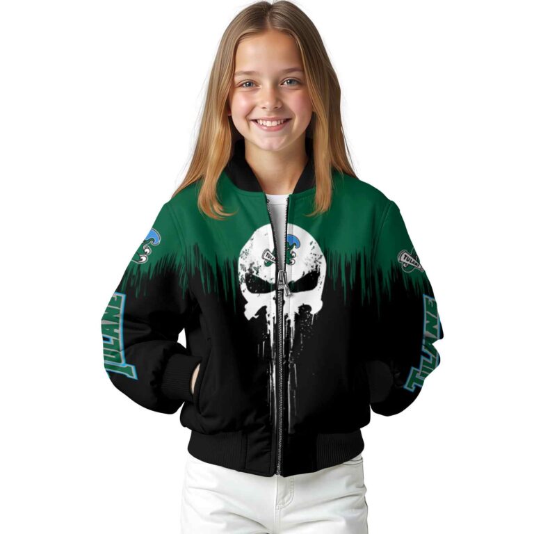 tulane green wave punisher skull green black white jacket top rated jacketwow