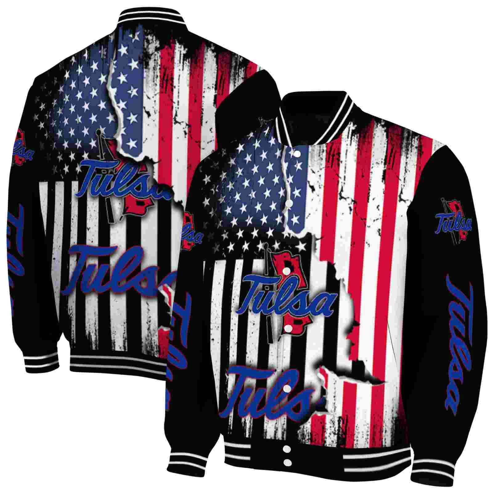tulsa golden hurricane patriotic theme black jacket fashion forward jacketwow tulsa golden hurricane patriotic theme black jacket fashion forward jacketwow