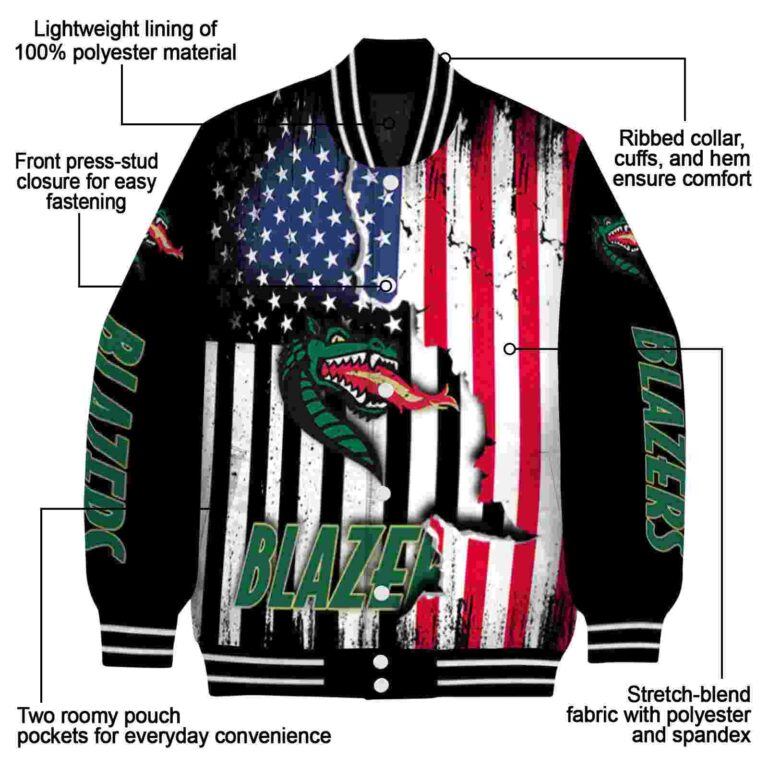 uab blazers patriotic theme black jacket new arrival jacketwow