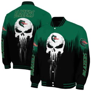 uab blazers punisher skull green black white jacket fashion forward jacketwow