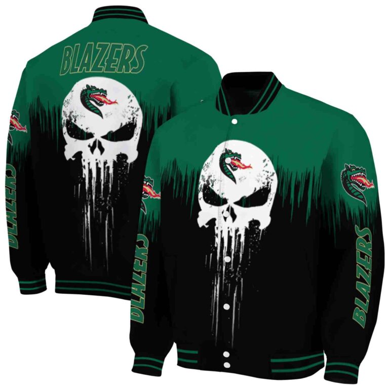 uab blazers punisher skull green black white jacket fashion forward jacketwow
